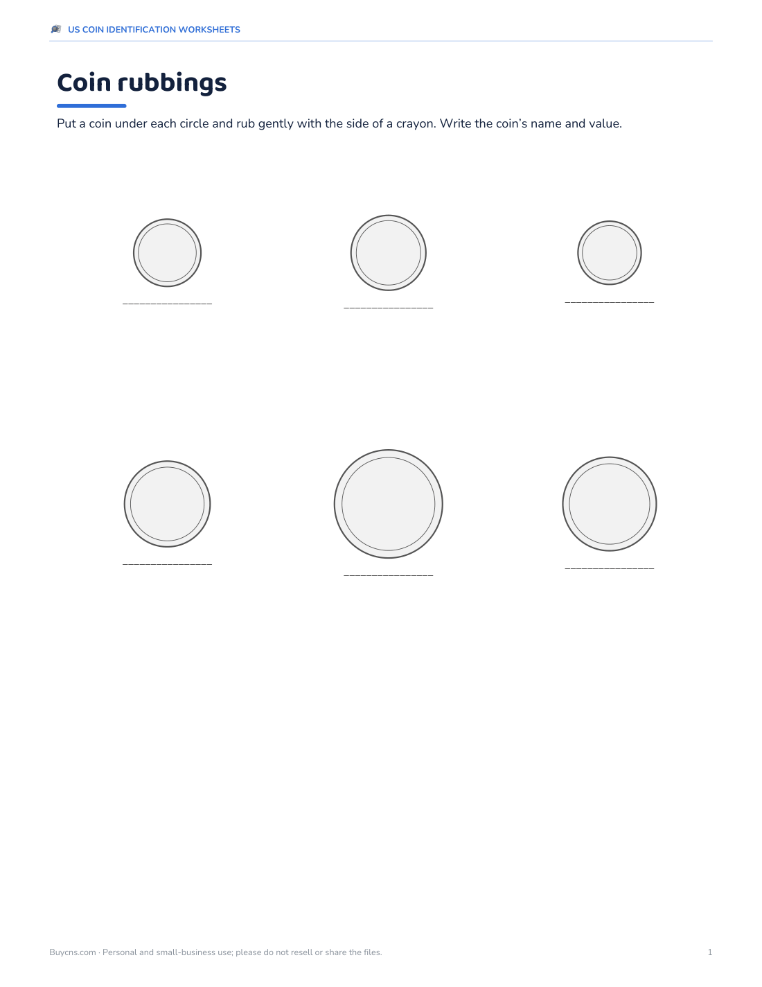 Preview of the first page of Coin rubbing sheet